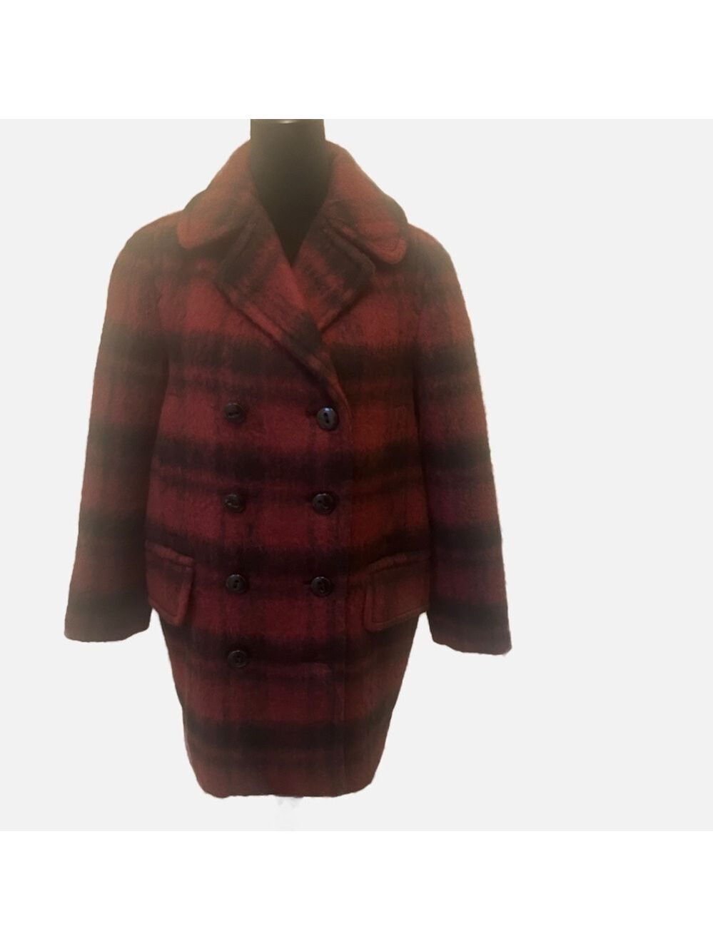 NEW COACH Women’s Plaid Long Peacoat Wool Alpaca Blend XS Academic Preppy